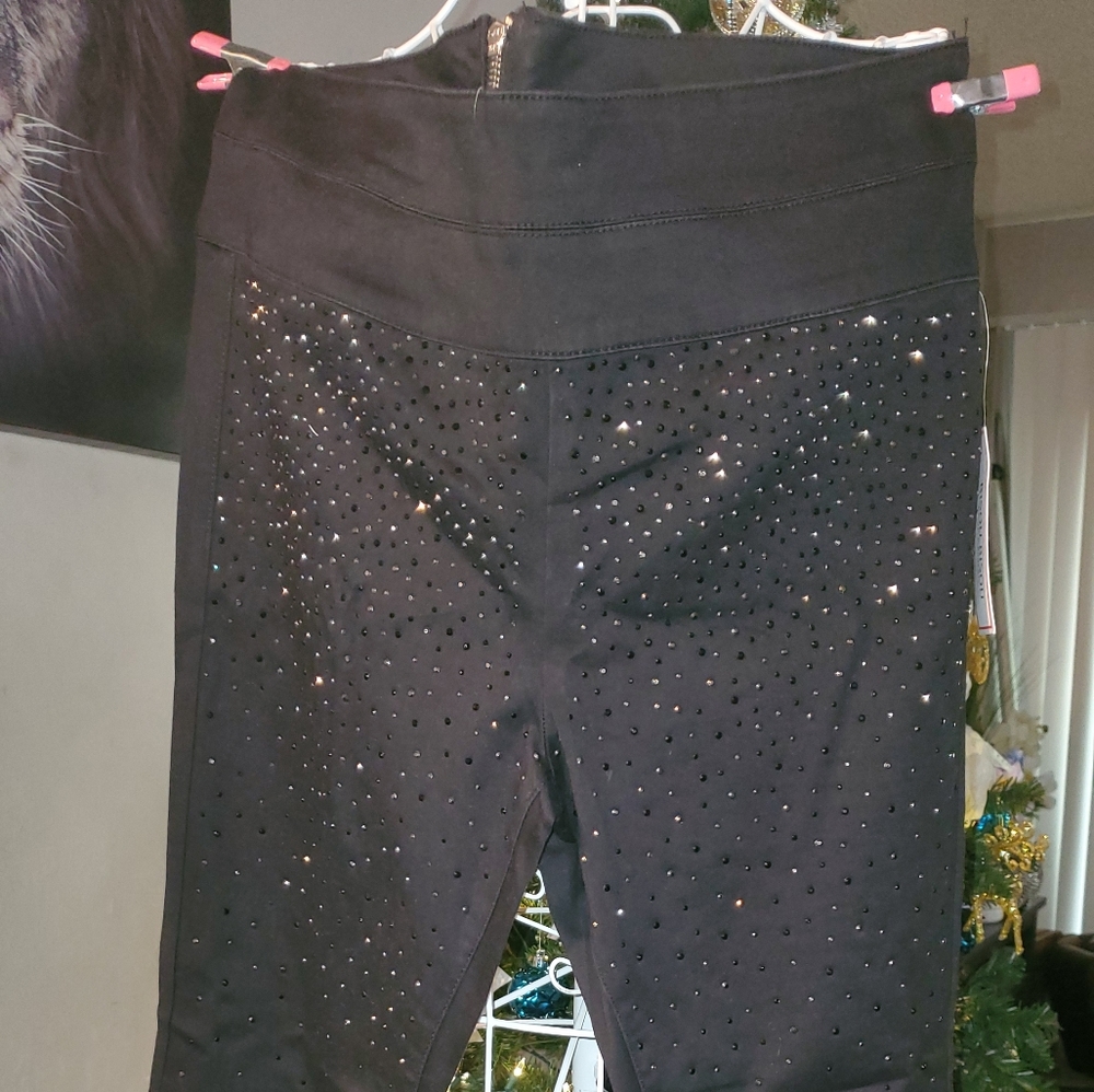 Cute black rhinestone slacks by Bisou Bisou